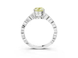 Silver Fancy Yellow Oval Cut Solitaire Diamond Ring with Infinity Twist Band and Four-Prong Setting_9