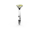 Silver Fancy Yellow Oval  Cut Solitaire Engagement Ring with Flat Band and Four-Prong Setting 3