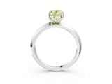 Silver Fancy Yellow Oval  Cut Solitaire Engagement Ring with Flat Band and Four-Prong Setting 4