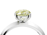 Silver Fancy Yellow Oval  Cut Solitaire Engagement Ring with Flat Band and Four-Prong Setting 5