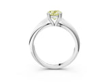 Silver Fancy Yellow Oval  Cut Solitaire Engagement Ring with Tapered Band and Four-Prong Setting 3