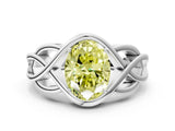 Silver Fancy Yellow Oval Cut Solitaire Intertwined Band Prong Setting Ring_6