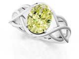 Silver Fancy Yellow Oval Cut Solitaire Intertwined Band Prong Setting Ring_7