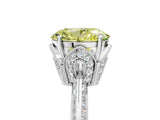 Silver Fancy Yellow Oval Cut Solitaire Split Shank Pave Diamond Engagement Ring with Four-Prong Setting_11