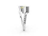 Silver Fancy Yellow Oval Cut Solitaire Tension-Set Diamond Split Shank Ring_8