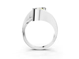 Silver Fancy Yellow Oval Cut Solitaire Tension-Set Diamond Split Shank Ring_9