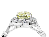 Silver Fancy Yellow Oval  Halo Diamond Engagement Ring with Twisted Band and Four-Prong Setting 4