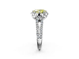 Silver Fancy Yellow Oval  Halo Diamond Floral Split Shank Engagement Ring 2
