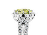 Silver Fancy Yellow Oval  Halo Diamond Floral Split Shank Engagement Ring 5