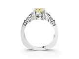 Silver Fancy Yellow Oval  Solitaire Diamond Engagement Ring with Pave Band and Four-Prong Setting 3