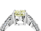 Silver Fancy Yellow Oval  Solitaire Diamond Engagement Ring with Pave Band and Four-Prong Setting 4