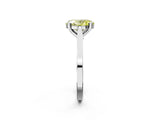 Silver Fancy Yellow Oval  Solitaire Diamond Ring with Four-Prong Setting and Tapered Band 2