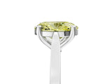 Silver Fancy Yellow Oval  Solitaire Diamond Ring with Four-Prong Setting and Tapered Band 5