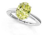 Silver Fancy Yellow Oval  Solitaire Diamond Ring with Split Shank and Four-Prong Setting_13