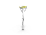 Silver Fancy Yellow Oval  Solitaire Diamond Ring with Split Shank and Four-Prong Setting_14