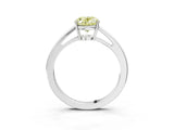 Silver Fancy Yellow Oval  Solitaire Diamond Ring with Split Shank and Four-Prong Setting_15