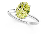 Silver Fancy Yellow Oval  Solitaire Diamond Ring with a Classic Band and Four-Prong Setting 2
