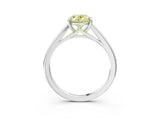 Silver Fancy Yellow Oval  Solitaire Engagement Ring with Four-Prong Setting and Classic Band 3