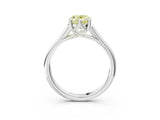 Silver Fancy Yellow Oval  Solitaire Engagement Ring with Six-Prong Setting and Classic Band 4
