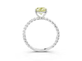 Silver Fancy Yellow Oval  Solitaire Twist Band Ring with Four-Prong Setting_3