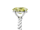 Silver Fancy Yellow Oval  Solitaire Twist Band Ring with Four-Prong Setting_5