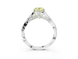 Silver Fancy Yellow Oval  Solitaire Twist Band Six-Prong Setting 4