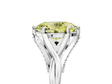 Silver Fancy Yellow Oval  Solitaire Twist Band Six-Prong Setting