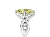 Silver Fancy Yellow Oval  Solitaire Twist Band with Leaf Prong Setting 5