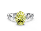 Silver Fancy Yellow Oval  Solitaire Twisted Band with Prong Setting 1