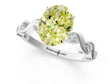 Silver Fancy Yellow Oval  Solitaire Twisted Band with Prong Setting 2