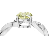 Silver Fancy Yellow Oval  Solitaire Twisted Pave Diamond Ring with Four-Prong Setting_10