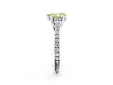 Silver Fancy Yellow Pear  Brilliant Diamond Solitaire with Pavé Band and Four-Prong Setting 2