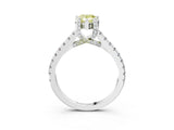 Silver Fancy Yellow Pear  Brilliant Diamond Solitaire with Pavé Band and Four-Prong Setting 3