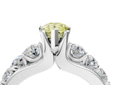 Silver Fancy Yellow Pear  Brilliant Solitaire with Side Stones on a Pave Band and Four-Prong Setting_16