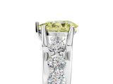Silver Fancy Yellow Pear  Brilliant Solitaire with Side Stones on a Pave Band and Four-Prong Setting_17