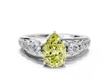 Silver Fancy Yellow Pear Cut Brilliant Diamond Pavé Band with Six-Prong Setting_24