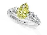 Silver Fancy Yellow Pear Cut Brilliant Diamond Pavé Band with Six-Prong Setting_25