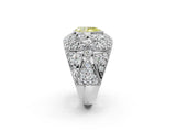 Silver Fancy Yellow Pear Cut Brilliant Halo Pave Diamond Milgrain Ring_8