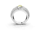 Silver Fancy Yellow Pear Cut Brilliant Halo Pave Diamond Milgrain Ring_9