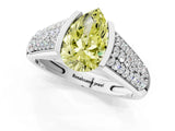 Silver Fancy Yellow Pear Cut Cut Diamond Channel Set Pave Band with Tension Prong Setting_7