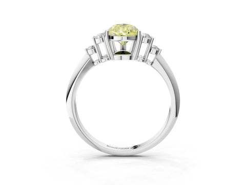 Silver Fancy Yellow Pear Cut Cut Diamond Cluster Ring with Solitaire Band and Four-Prong Setting_21