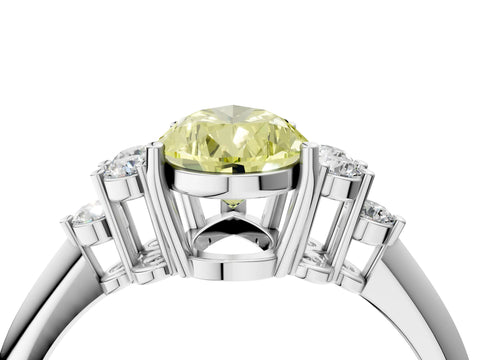 Silver Fancy Yellow Pear Cut Cut Diamond Cluster Ring with Solitaire Band and Four-Prong Setting_22