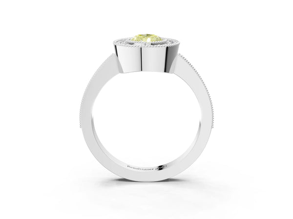 Sterling Silver Pear-Shaped Halo Engagement Ring Setting for Fancy Yellow Center - Design RJ-753