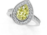 Silver Fancy Yellow Pear Cut Cut Halo Pavé Diamond Ring_7