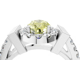 Silver Fancy Yellow Pear Cut Cut Halo Split Shank Prong Set Ring_10