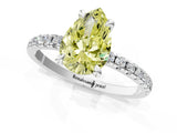 Silver Fancy Yellow Pear Cut Diamond Brilliant Solitaire Ring with Pavé Band and Four-Prong Setting_31