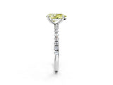 Silver Fancy Yellow Pear Cut Diamond Brilliant Solitaire Ring with Pavé Band and Four-Prong Setting_32