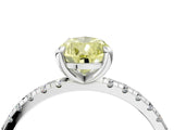 Silver Fancy Yellow Pear Cut Diamond Brilliant Solitaire Ring with Pavé Band and Four-Prong Setting_34
