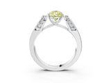 Silver Fancy Yellow Pear Cut Diamond Channel Set Solitaire Ring with Four-Prong Setting_58