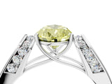 Silver Fancy Yellow Pear Cut Diamond Channel Set Solitaire Ring with Four-Prong Setting_59
